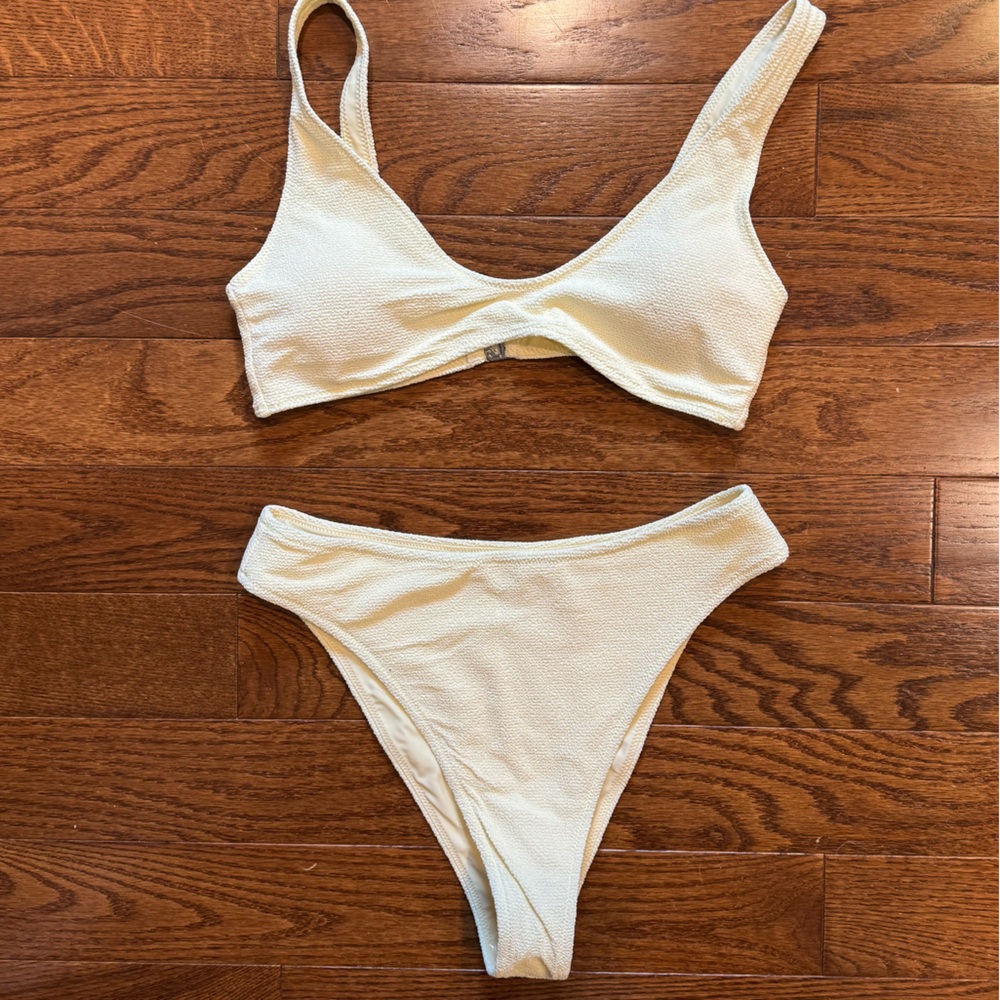 Cream Textured Bikini Set brand new